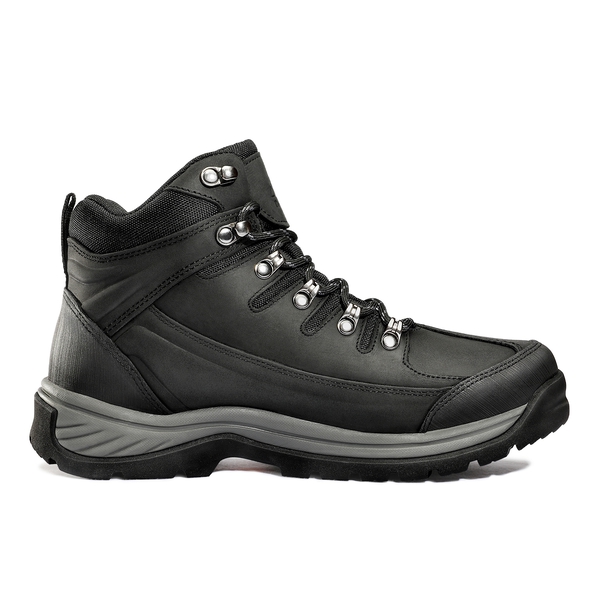 Men's Waterproof Leather Hiking Boots - BLACK - 1